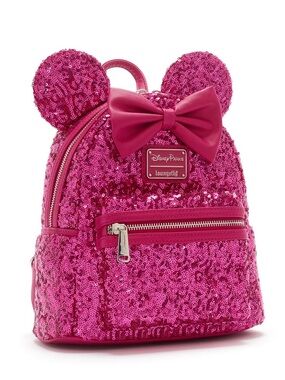 Loungefly Hot Pink Sequin Minnie Ear Mini Backpack